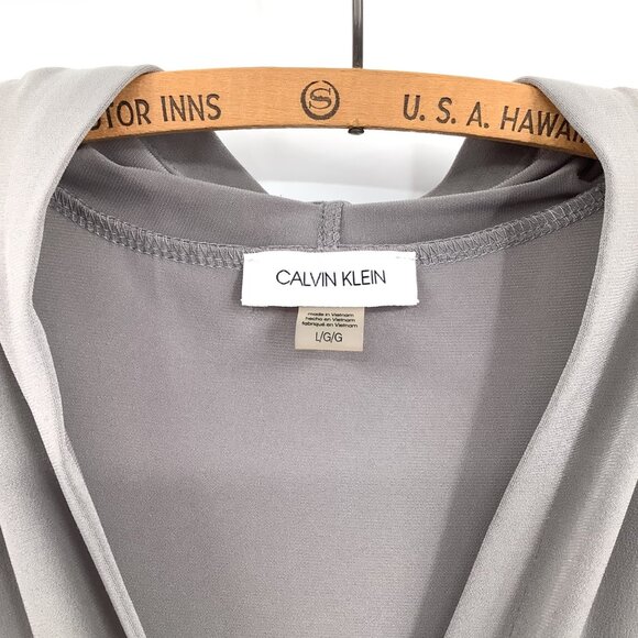 Calvin Klein Womens Gray Sleeveless V-Neck Top Large Office Old Money - Picture 2 of 8